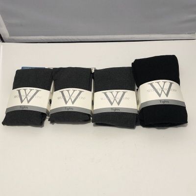 Worthington Lot Of 4 Pairs Tights Size 5 Control Top Gray (3) & Black (1) #7